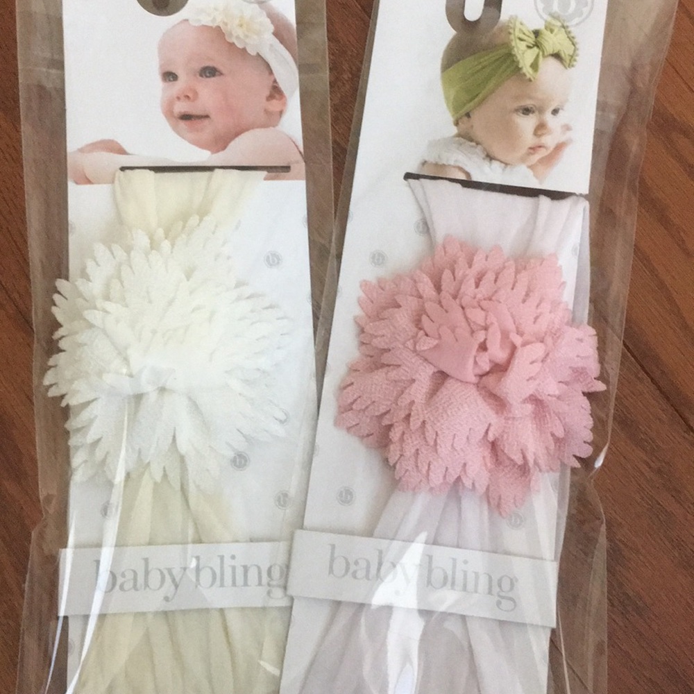 2 NWT Baby Bling Flower Headbands